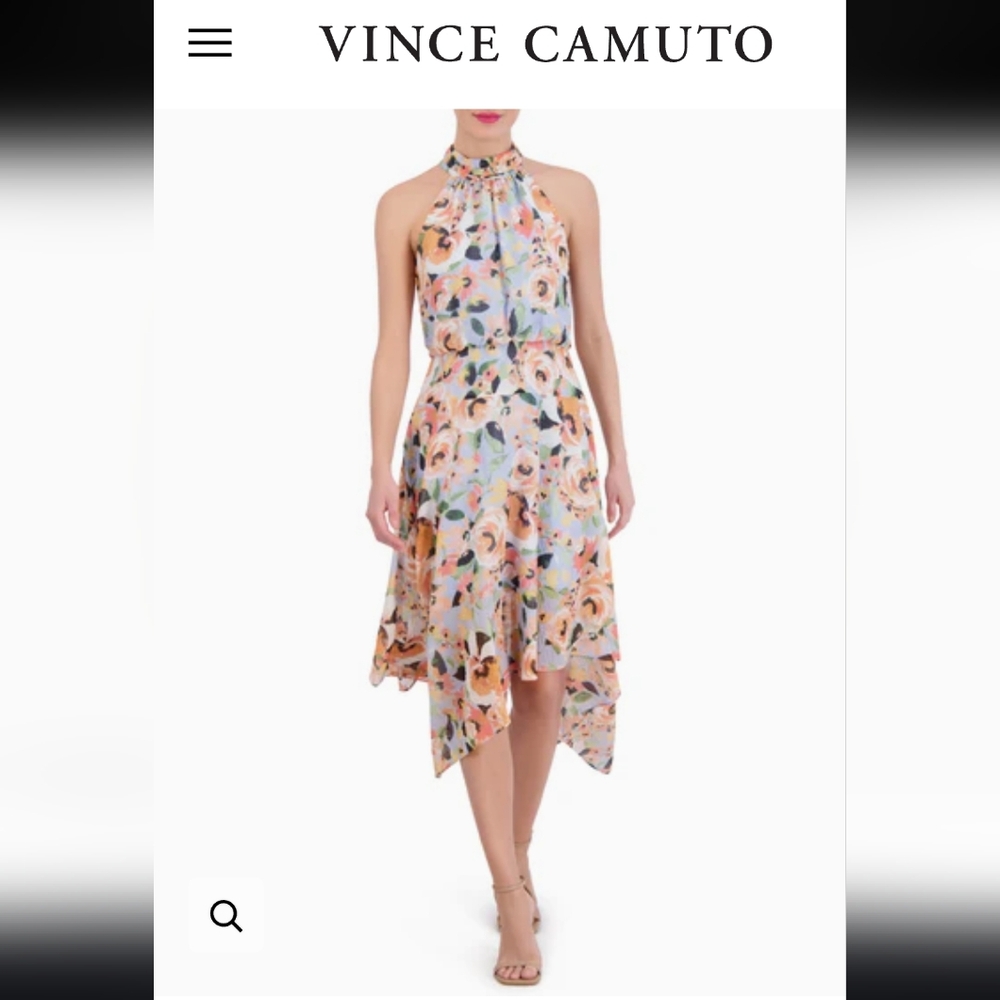VINCE CAMUTO NWT Floral Print Asymmetric Hem Dress Size 2